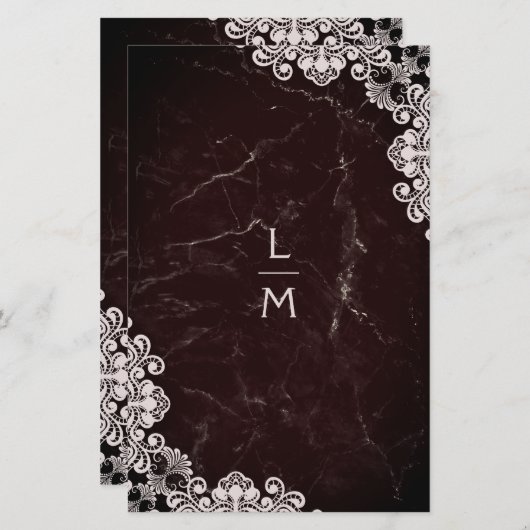 Papier Moins cher Lace effet Classic Initiales Mariage (Devant / Derrière)