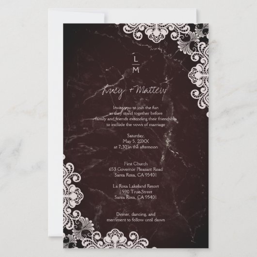 Papier Moins cher Lace effet Classic Initiales Mariage (Dos)