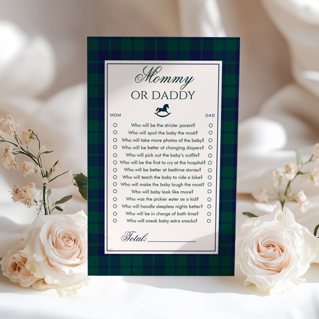 Papier Mommy or Daddy Rocking horse Navy Plaid game (Créateur téléchargé)