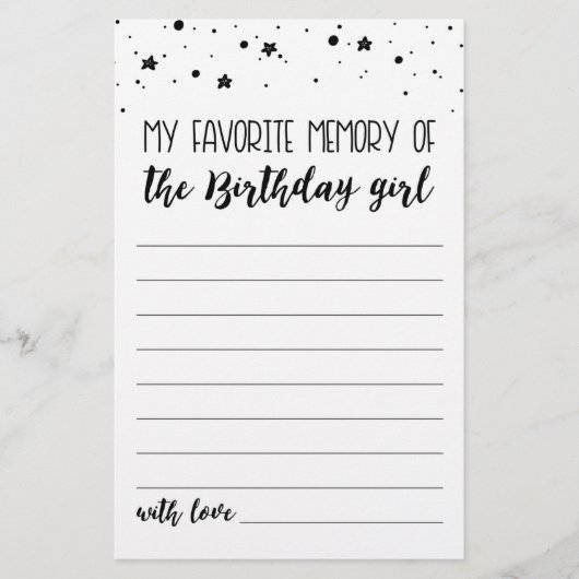 Papier Mon souvenir favori du jeu de fête de fille d'anni (Devant)