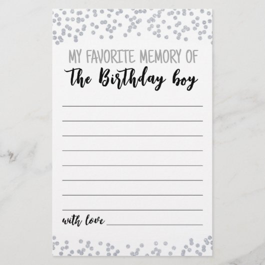 Papier Mon souvenir favori du jeu de fête des garçons d'a (Devant)