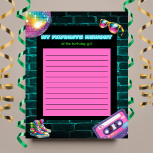 Papier Mon souvenir préféré Jeu de fête disco néon des an