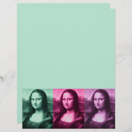 Papier Mona Lisa Rose vert violet (Devant / Derrière)