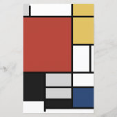 Papier Mondrian Peinture Rouge Plane Jaune Noir Gris Bleu (Dos)