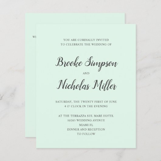 Papier Monnaie BAS COÛT Simple écriture minima Mariage (Devant / Derrière)