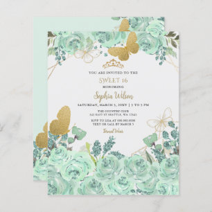Papier Monnaie Budget Gold Floral Butterfly Sweet 16 Invi