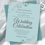 Papier Monnaie et Turquoise Frilly BUDGET Faire-part de m<br><div class="desc">Ces invitations de mariage abordables et abordables sont le choix parfait pour la classe, le style et la beauté sur un budget. Le design est une couleur verte à la menthe bleue sur l'avant et une teinte plus foncée de turquoise sur le dos avec des boucles et des tourbillons ornés...</div>