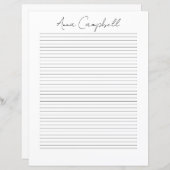 Papier Monogram Chic Script Name Stationery Paper (Devant / Derrière)