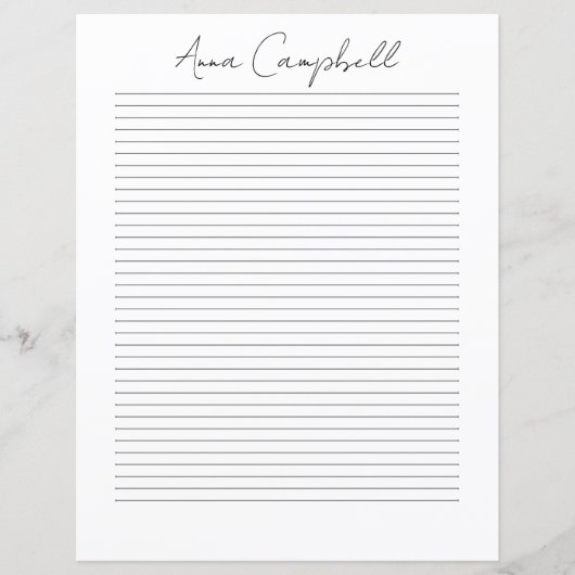 Papier Monogram Chic Script Name Stationery Paper (Devant)