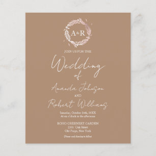 Papier Monogramme beige Invitations de mariage budgétaire