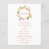 Papier Monogramme Blush Pink Citrus Floral Mariage (Devant)
