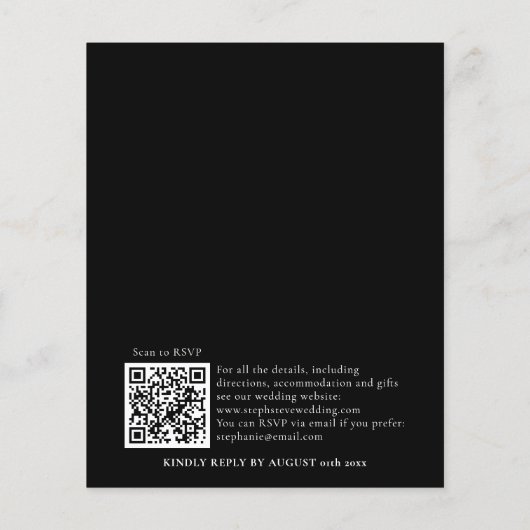 Papier Monogramme Budget Peacock noir QR Mariage Invitati (Dos)