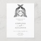 Papier Monogramme Budget Peacock noir QR Mariage Invitati (Devant)