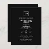 Papier MONogramme BUDGÉTAIRE Mariage officiel noir tout e (Devant / Derrière)