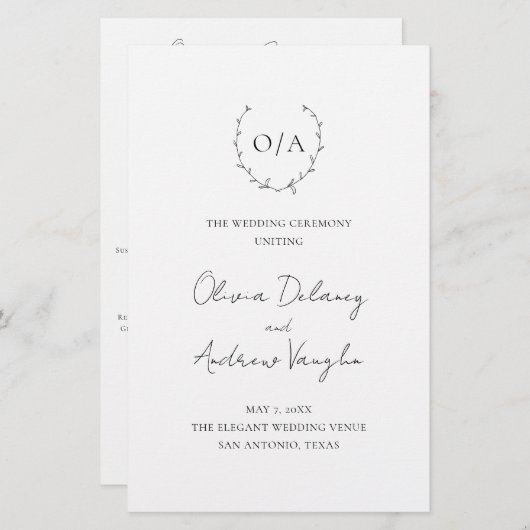 Papier Monogramme classique Cimier de couronne de couronn (Devant / Derrière)