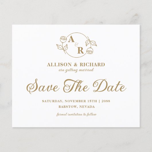 Papier Monogramme classique élégant, mariage Enregistrer  (Devant)