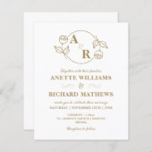 Papier Monogramme classique élégant mariage invitation bu (Devant / Derrière)