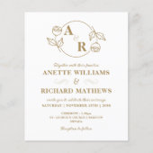 Papier Monogramme classique élégant mariage invitation bu (Devant)