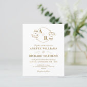 Papier Monogramme classique élégant mariage invitation bu (Debout devant)