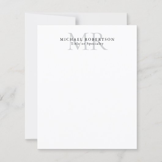 Papier Monogramme Classique Professionnel Minimaliste Sim (Devant)