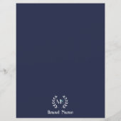 Papier Monogramme Couronne de Laurier Bleu Marine (Dos)