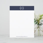 Papier Monogramme Couronne de Laurier Bleu Marine (Debout devant)