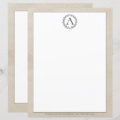 Papier Monogramme de couronne beige (Devant / Derrière)
