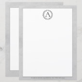 Papier Monogramme de couronne gris (Devant / Derrière)