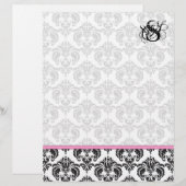 Papier Monogramme de framboise rose Damas (Devant / Derrière)