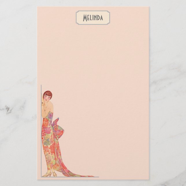 Papier Monogramme d'illustration Art Déco Vintage (Devant)