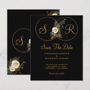 Papier Monogramme D'Or BUDGET Sur Nom Noir Mariage Initia