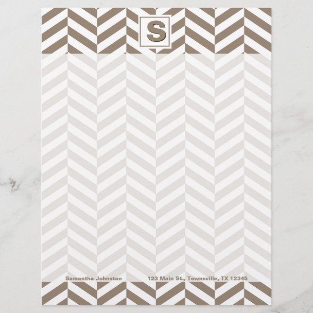 Papier Monogramme d'os de cerf blanc tan (Devant)