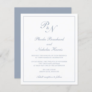 Papier Monogramme Dusty Blue Budget Faire-part de mariage