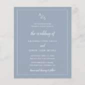 Papier Monogramme Dusty Blue Budget Faire-part de mariage (Devant)