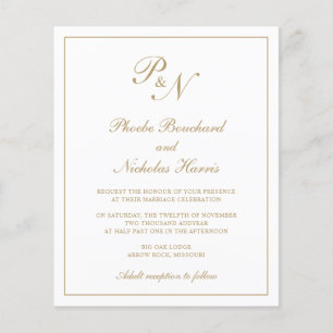 Papier Monogramme Elegant Gold Budget Faire-part de maria
