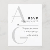 Papier Monogramme élégant. Mariage moderne simple RSVP (Devant)