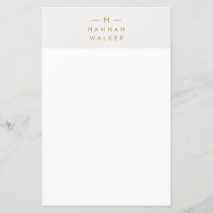 Papier Monogramme Gold Grey Minimaliste Elegant Station