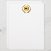 Papier Monogramme Golden Laurel Wreath (Devant / Derrière)