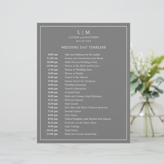 Papier Monogramme gris foncé simple Élégant scénario de m (Debout devant)