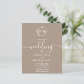 Papier Monogramme Grullo Faire-part de mariage budgétaire (Debout devant)