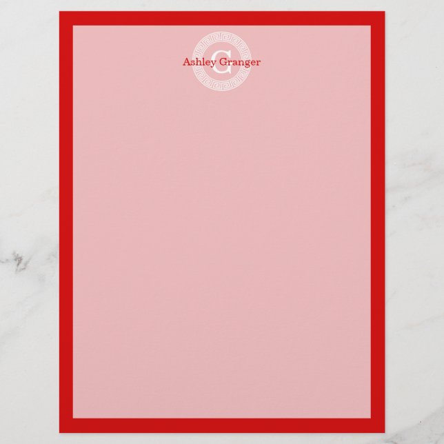 Papier Monogramme initial du cadre de ligne clé grecque b (Devant)