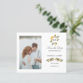 Papier Monogramme Jaune Floral Photo Mariage ENREGISTRER  (Debout devant)