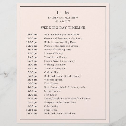 Papier Monogramme Mariage de monogramme rose simple (Devant)