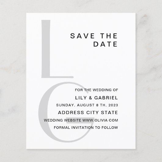 Papier Monogramme. Mariage de typographie simple Enregist (Devant)