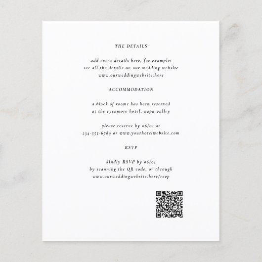 Papier Monogramme mariage | Tout en un code QR photo budg (Dos)