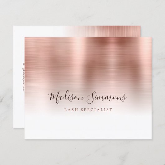 Papier Monogramme métal brossé rose or élégant Script Bu (Devant / Derrière)