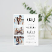 Papier Monogramme moderne QR Code Faire-part de mariage p (Debout devant)
