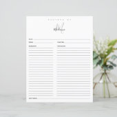Papier Monogramme Noir Blanc Moderne Recettes Par Recette (Debout devant)