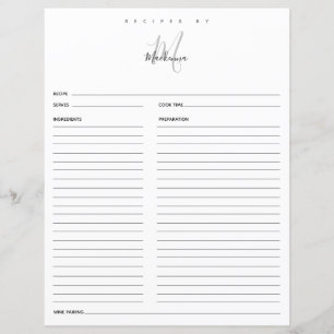 Papier Monogramme Noir Blanc Moderne Recettes Par Recette