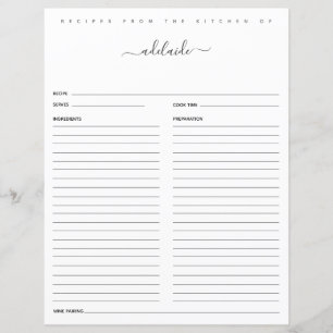 Papier Monogramme Noir Blanc Moderne Recettes Par Recette